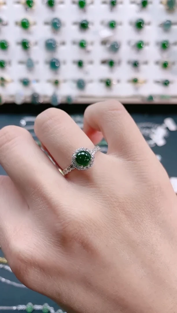 【闪购商品】翡翠戒指银S925镶嵌天然翡翠