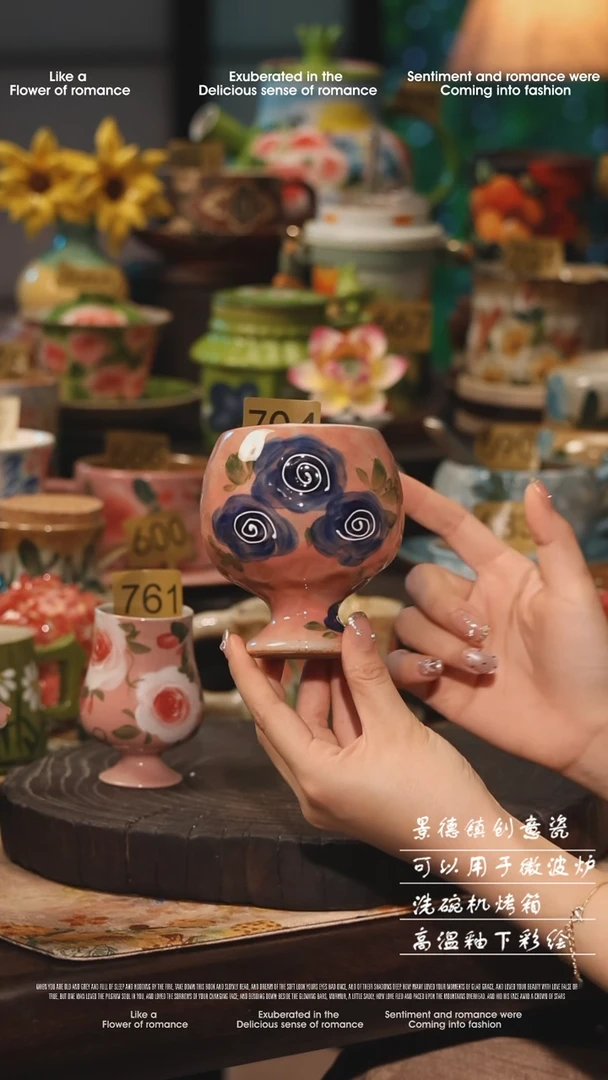 陶瓷景德镇高温釉下彩绘设计师款式