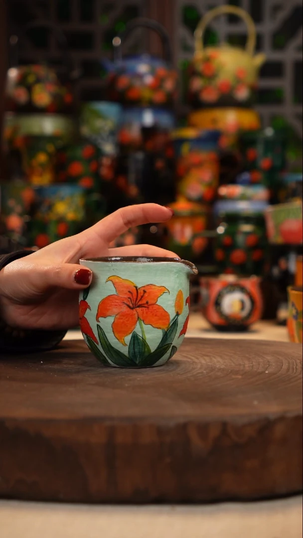 紫砂油画釉下彩手绘