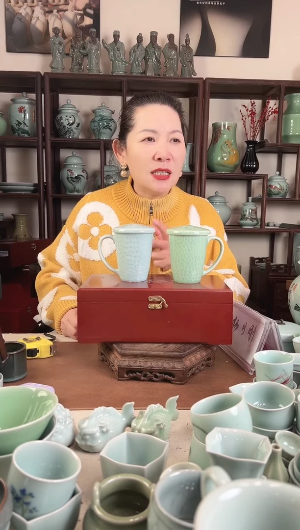 玲珑对杯L（粉青 梅青）