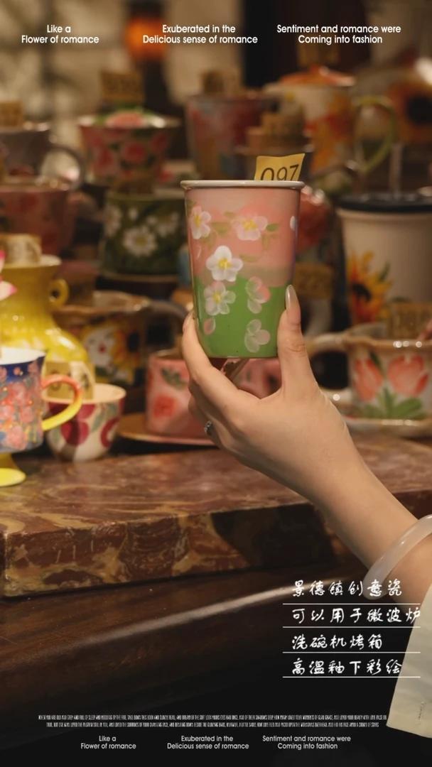 陶瓷景德镇高温手绘釉下彩设计师款式