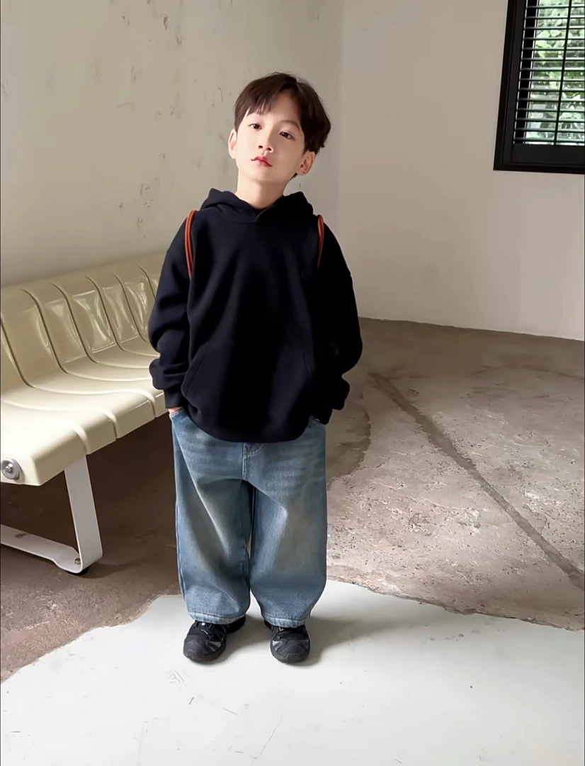 2331时尚潮流洋气百搭秋冬款男女童加绒牛仔裤