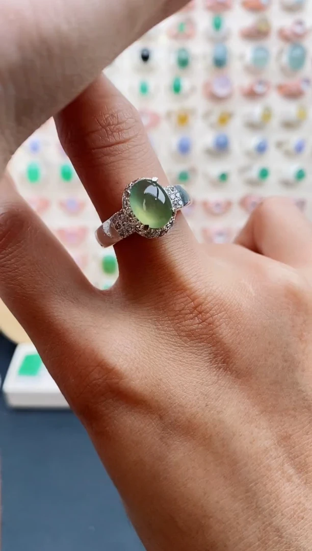 【闪购商品】翡翠戒指未镶嵌缅甸天然A货翡翠222  4+1