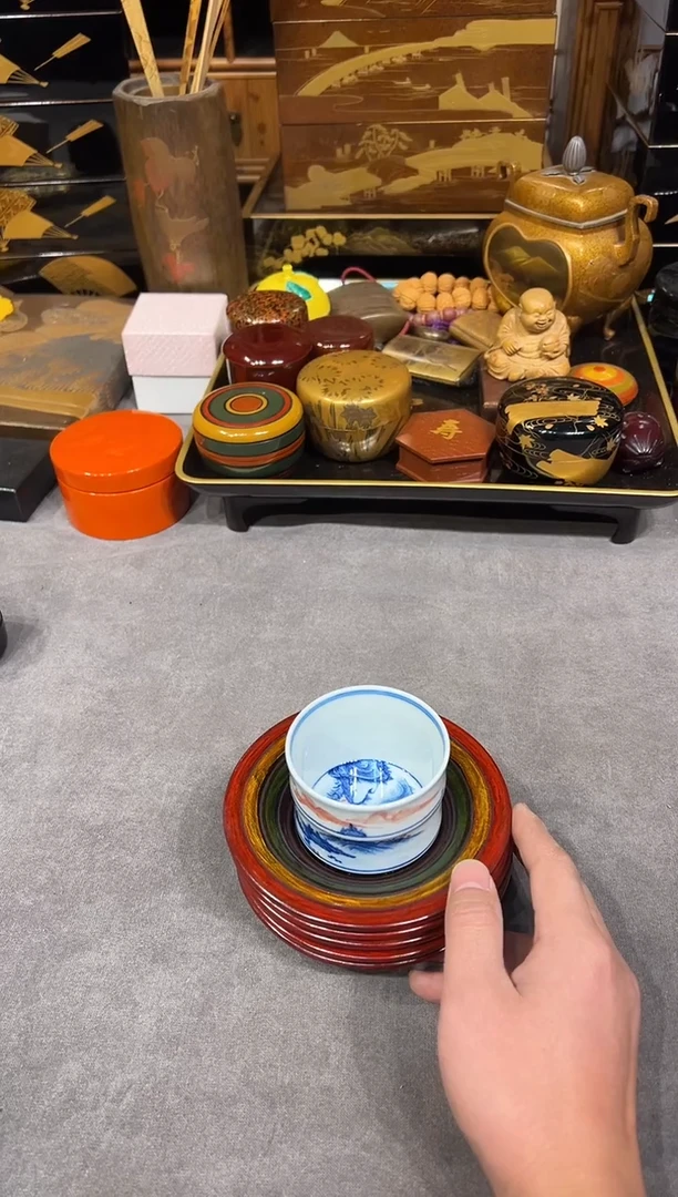 杯垫独乐5片大漆漆器大漆漆器