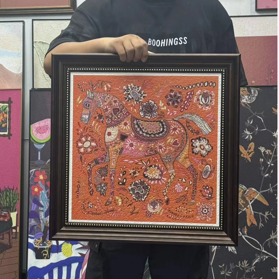 砂岩画爱仕挂画客厅卧室现代轻奢橙高级感装饰画等待尤利西斯5050