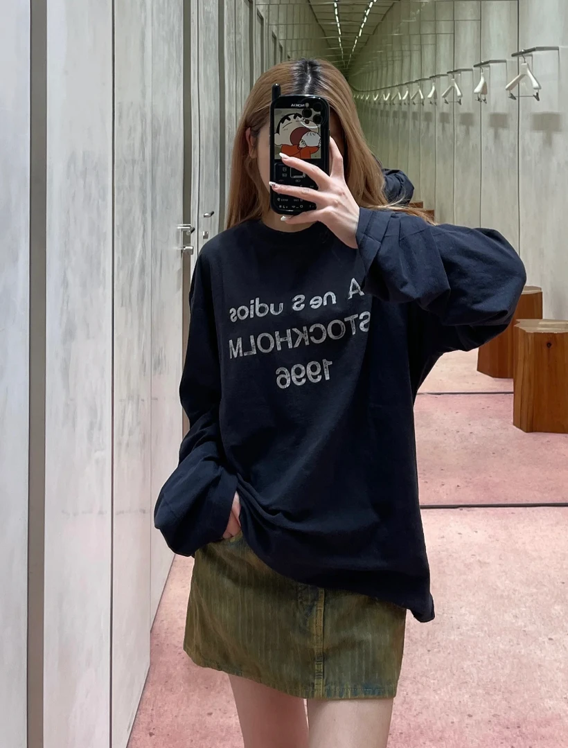 GXW2025SS 1996字母印花宽松长袖T恤