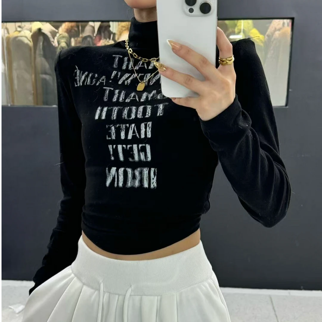 YUYU女装新款时尚洋气百搭字母上衣