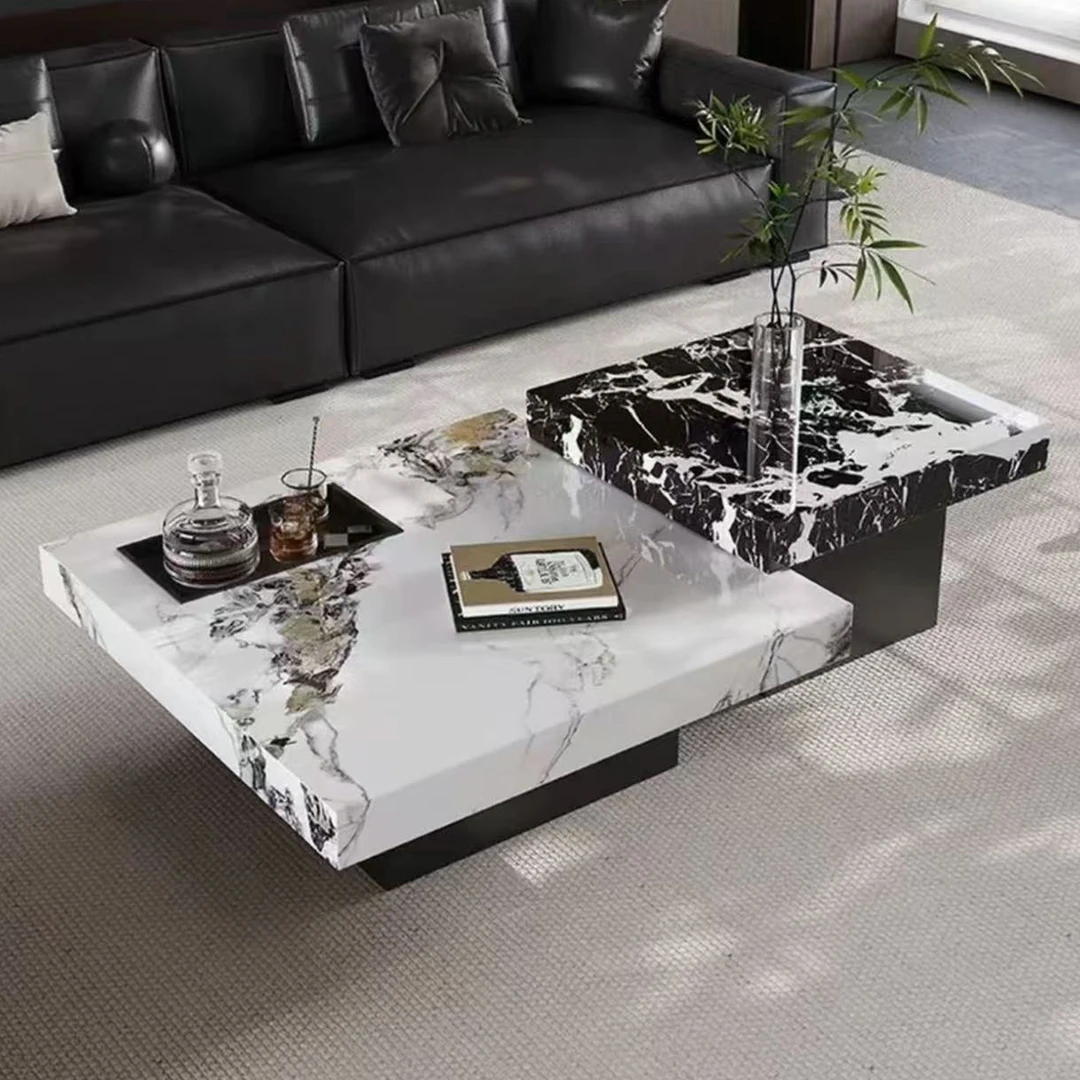 天然大理石茶几家用复古意式极简轻奢客厅设计师2025新款高端茶几