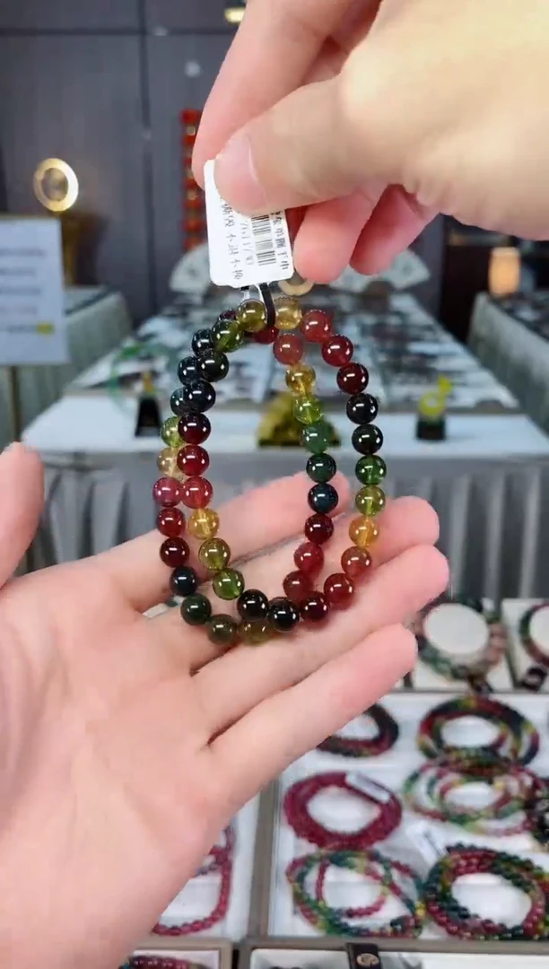 未镶嵌收藏级老矿碧玺单圈手串7mm+碧玺xion多样性发货一条