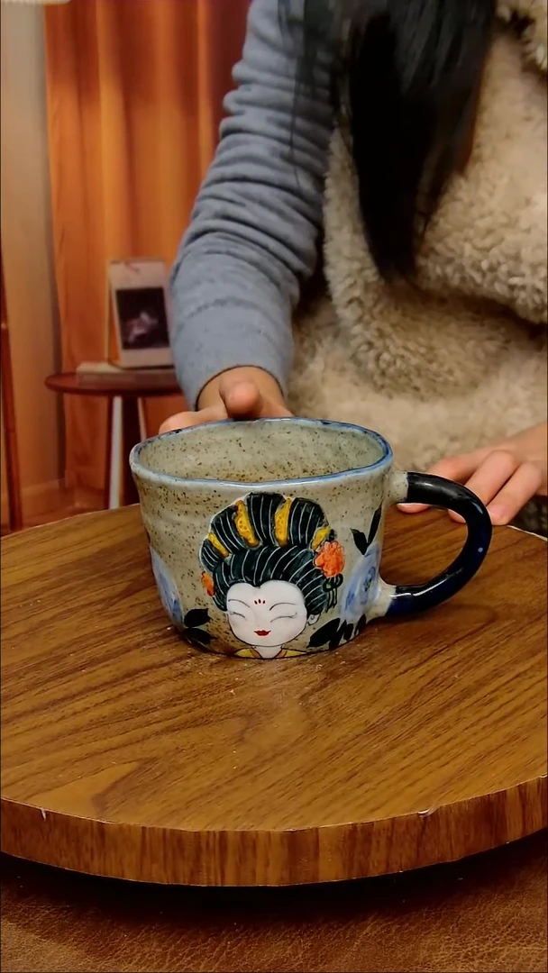 杯子陶景德镇手工手绘釉下彩陶瓷