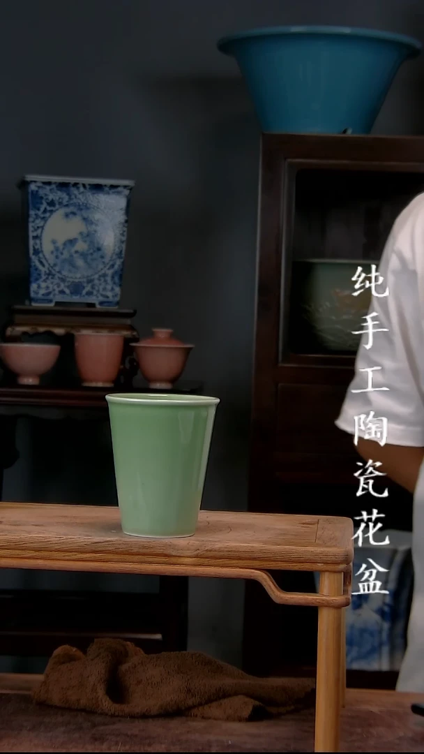 景德镇陶瓷 手工花盆---水杯