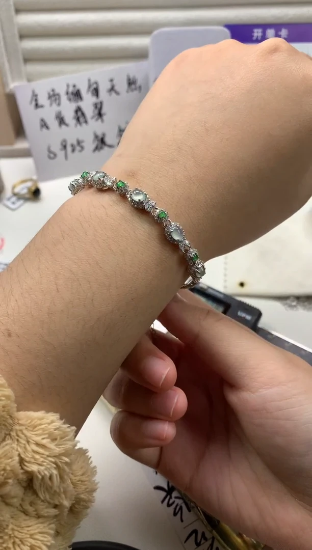 银S925镶嵌戒指翡翠手链2