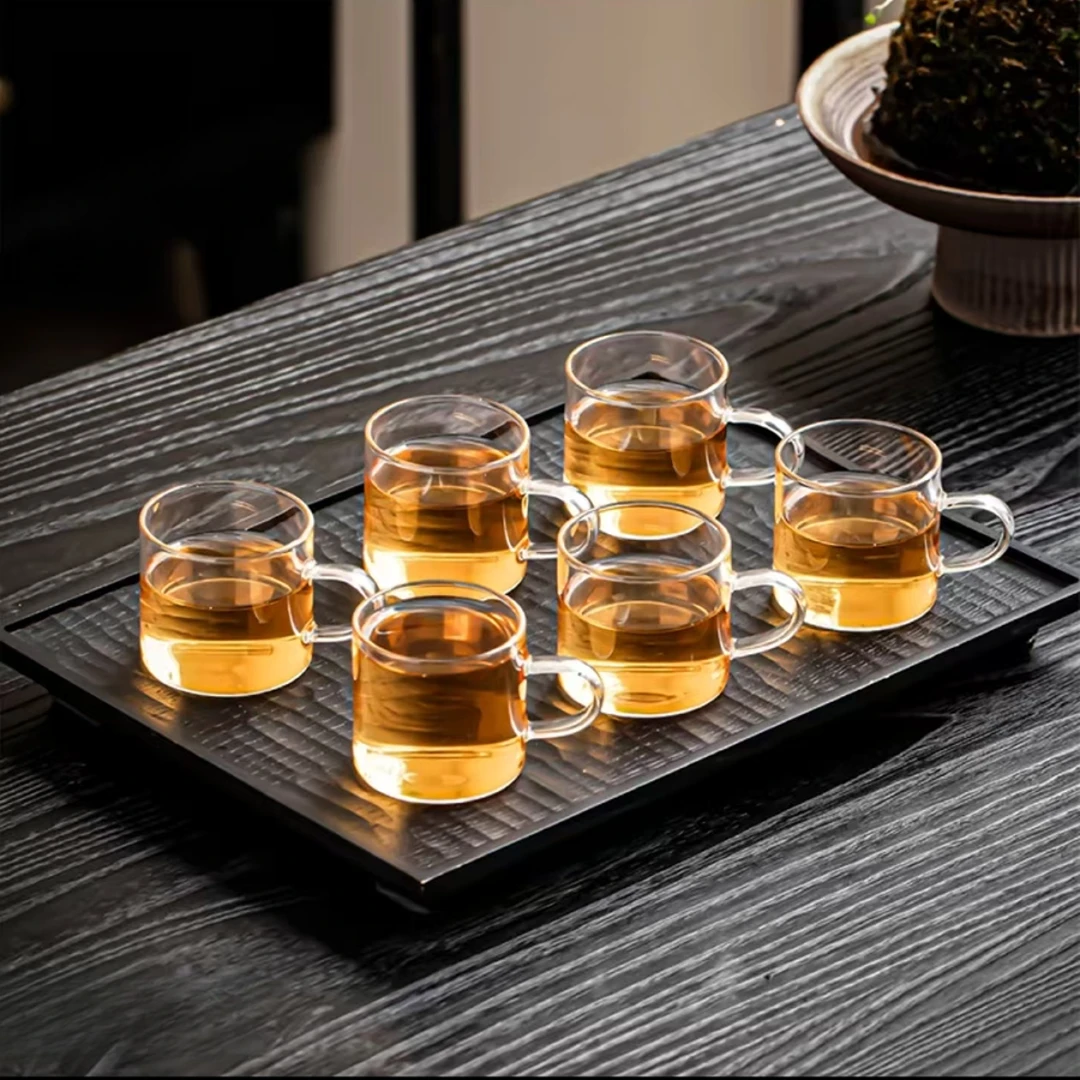 《高档玻璃杯》功夫茶具玻璃杯防烫玻璃杯轻奢玻璃杯杯架2025日式