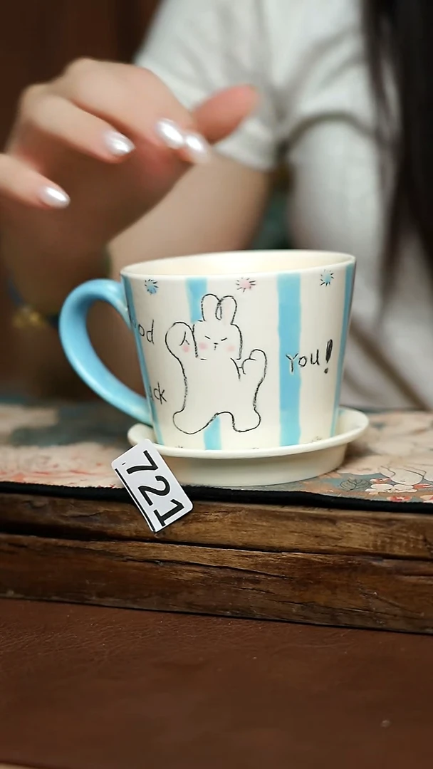 喵喵设计师 带盖咖啡杯