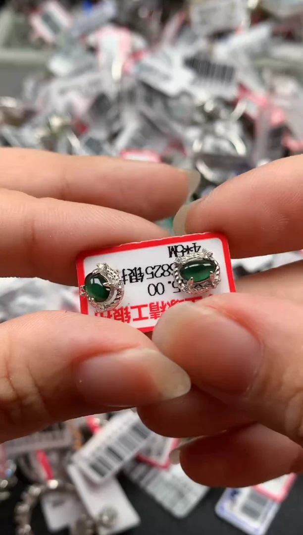银S925镶嵌戒指翡翠天然A货缅甸翡翠