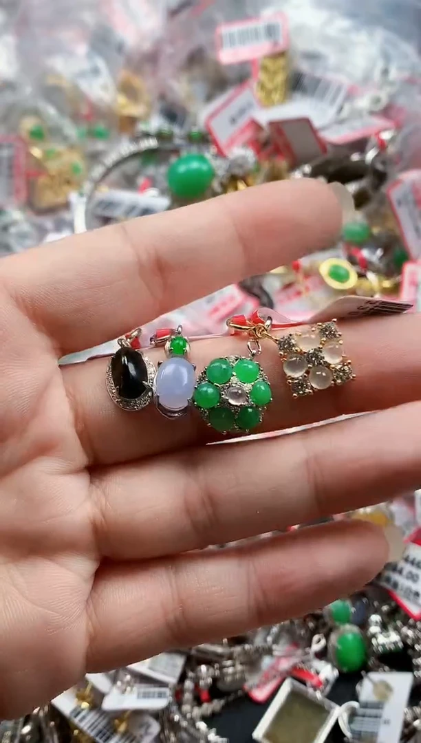 银S925镶嵌戒指翡翠天然A货缅甸翡翠