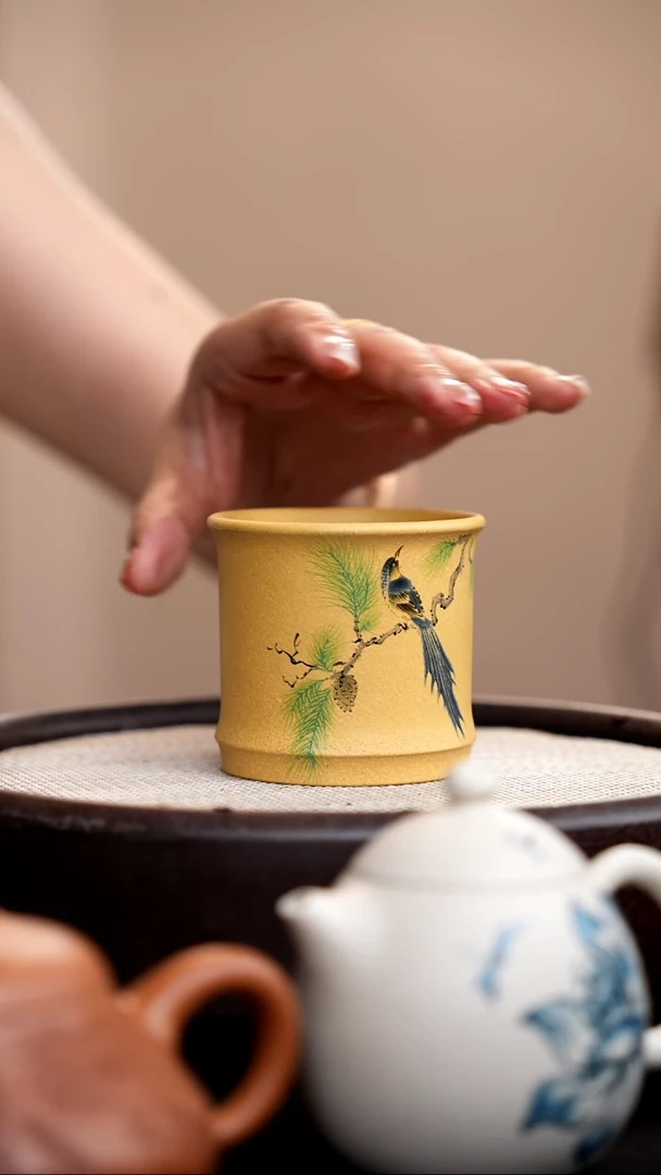 茶壶紫砂黄金段松风竹节杯