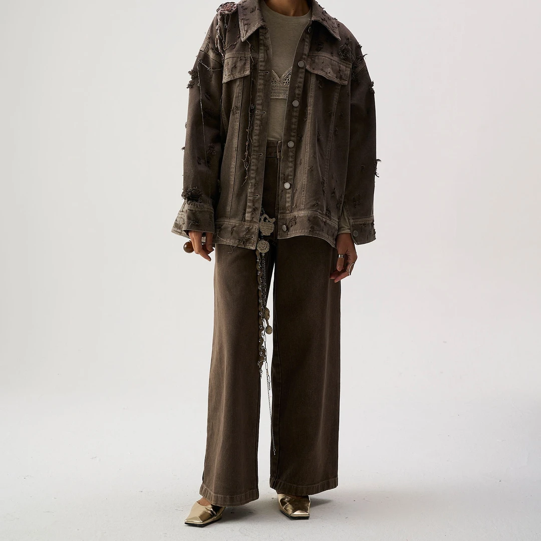 SHELLE ARTISTE套色直筒牛仔裤