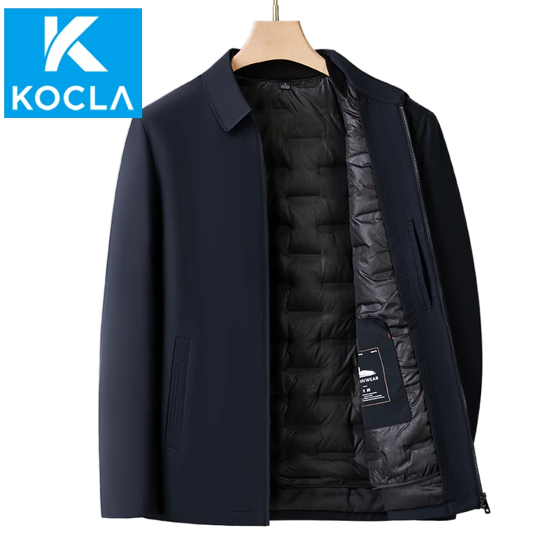 【KOCLA】行政夹克羽绒服男士可拆卸内胆中老年领导爸爸装冬季加