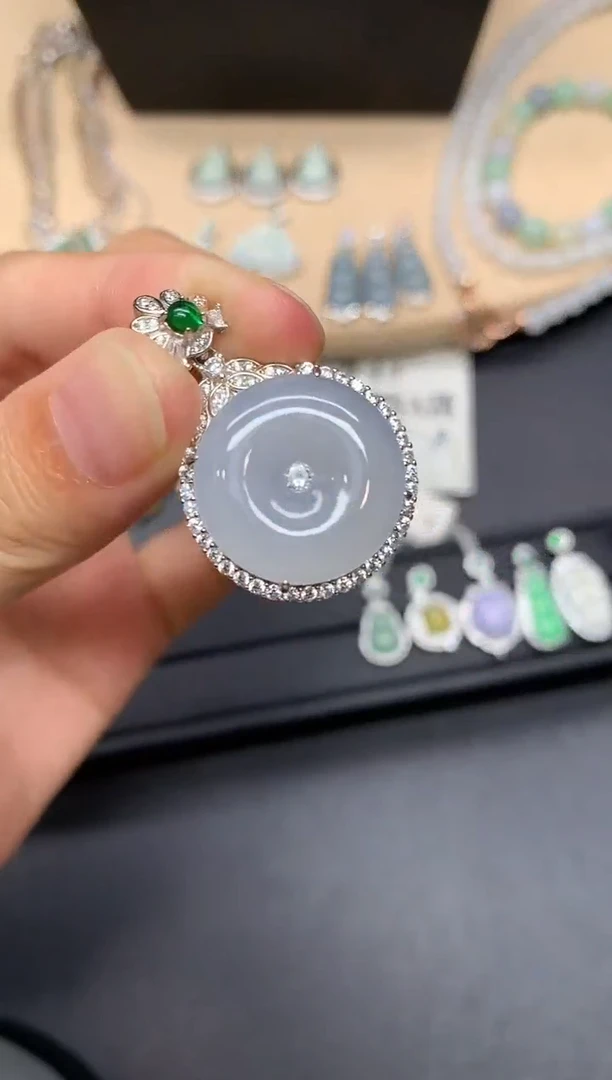 翡翠银S925镶嵌吊坠(不含链)平安扣【多样性发其一】