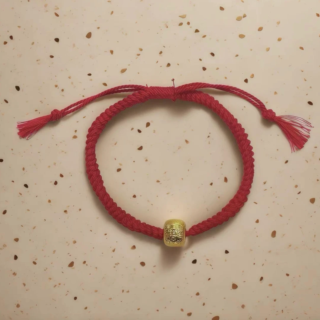 18k金扎基路路通转运珠红绳