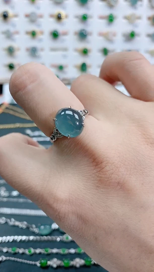 银S925镶嵌戒指翡翠天然翡翠