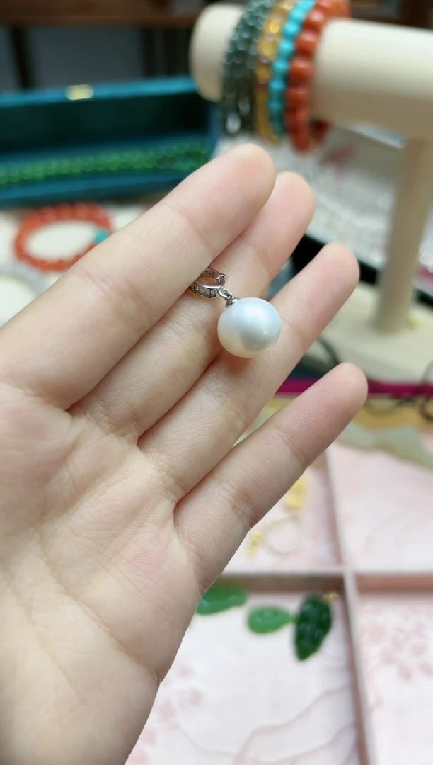 【闪购商品】淡水珍珠吊坠银S925镶嵌珍珠12mm吊坠*1 ZD赠链