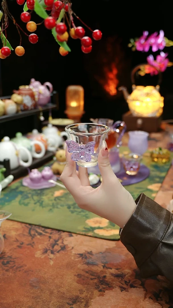 【闪购商品】紫色蝴蝶品茗杯60cc@@@@