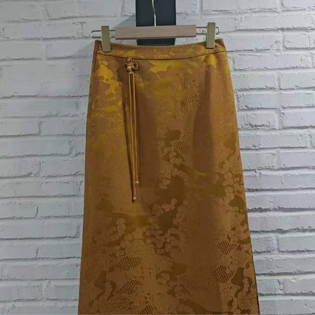 《ELFBOX》新中式时尚百搭气质国风半裙3887