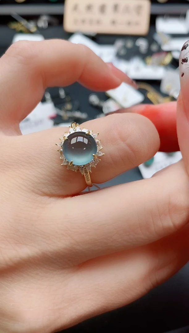 银S925镶嵌戒指翡翠1