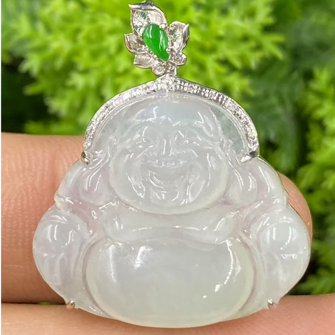 新春大集翡翠吊坠（不含链）18k金镶嵌--佛公吊坠0335B4