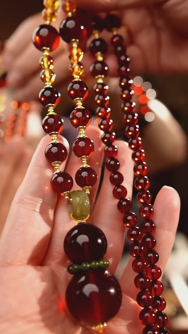 未镶嵌颈饰琥珀血珀葫芦项链