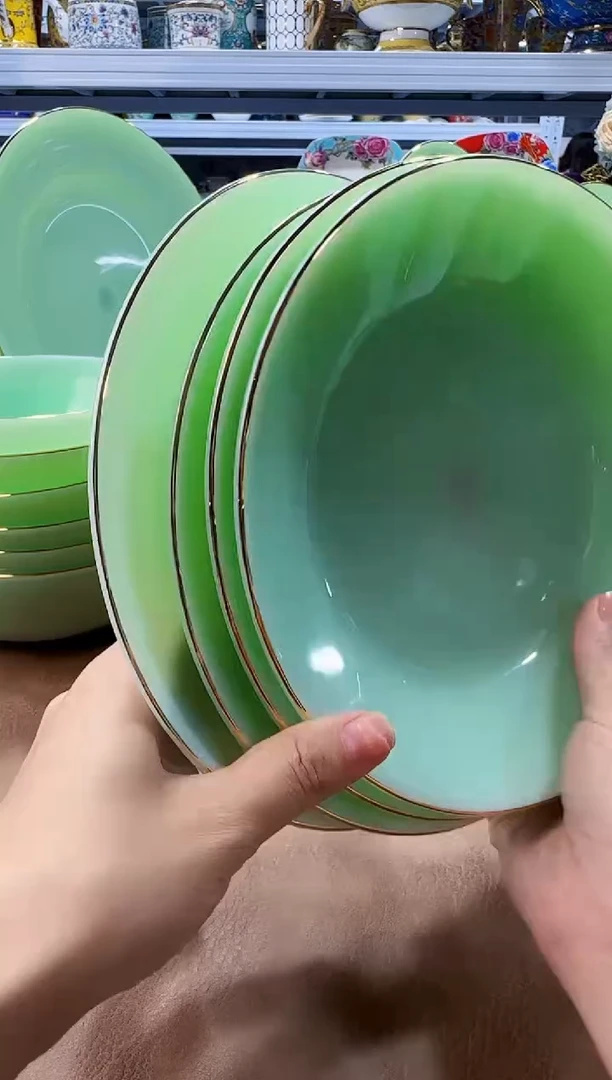 玉瓷 8英寸圆深盘4个景德镇陶瓷