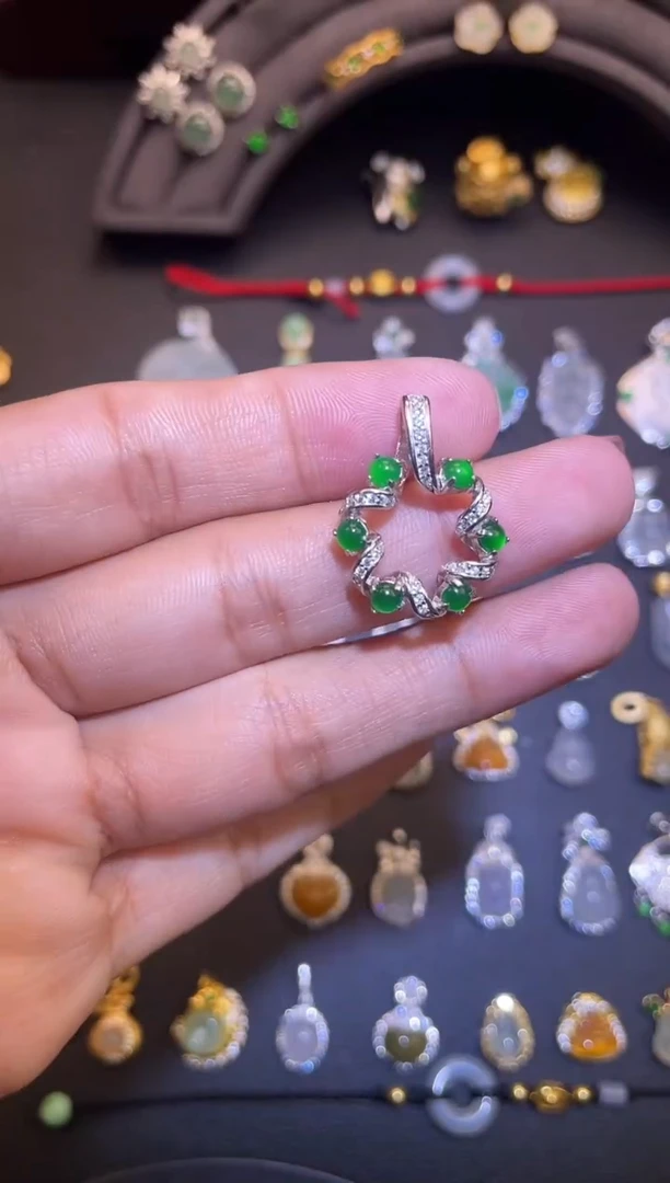 吊坠(不含链)银S925镶嵌翡翠1