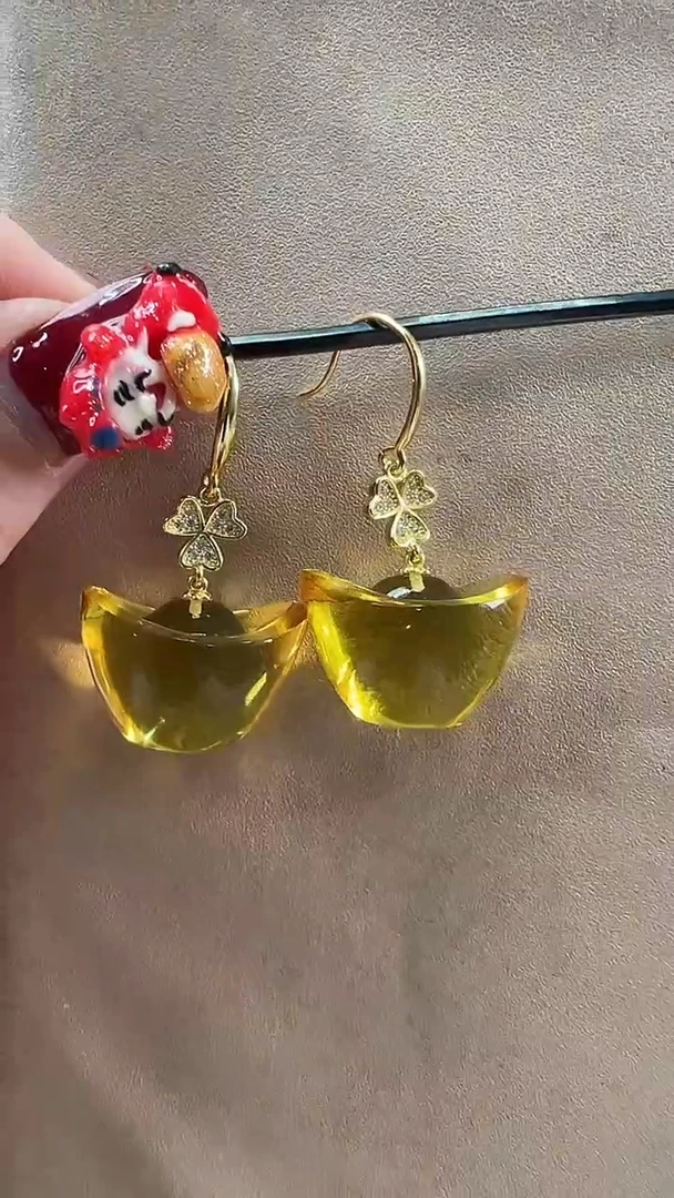 【闪购商品】琥珀耳饰未镶嵌耳环