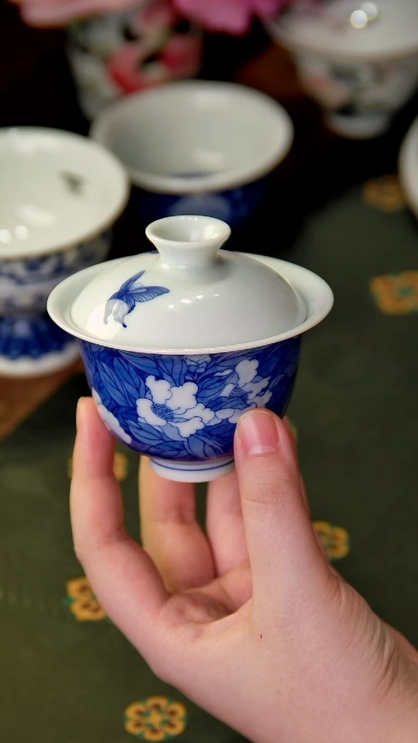 妙色 山茶花岩茶盖碗100cc