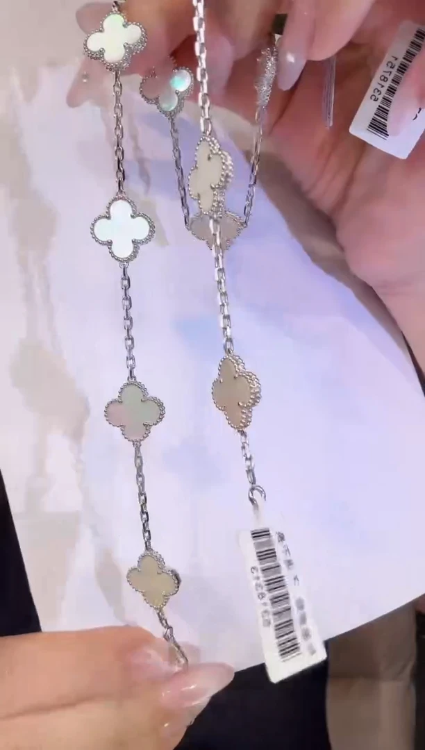 项链贝壳（贝母）18K金镶嵌白色十花