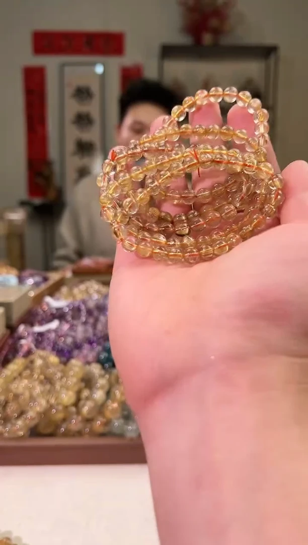 【闪购商品】发晶手串未镶嵌7+mm金发钛晶（多样性发其一）