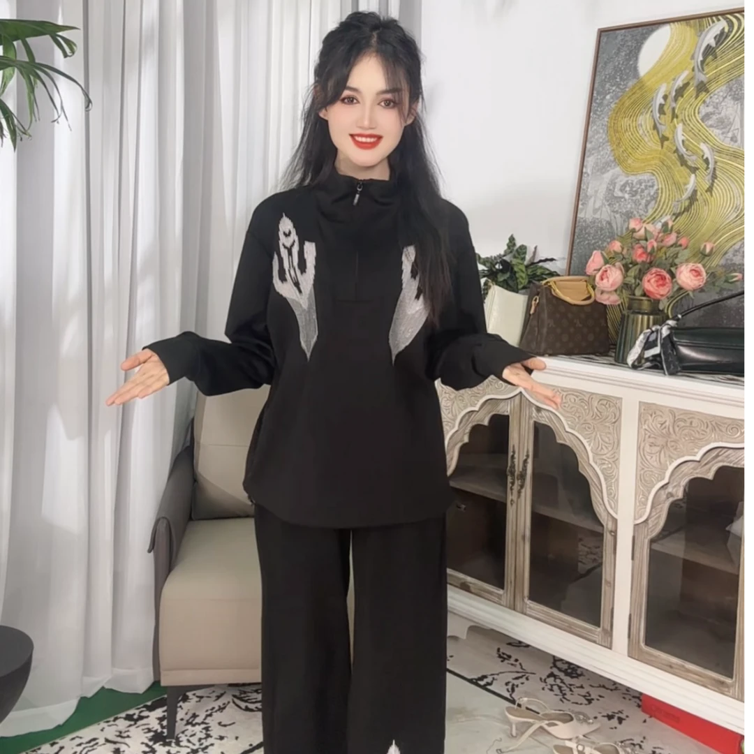 【刺绣款】2505运动套装春秋显瘦气质长袖时尚休闲百搭宽松减龄女士