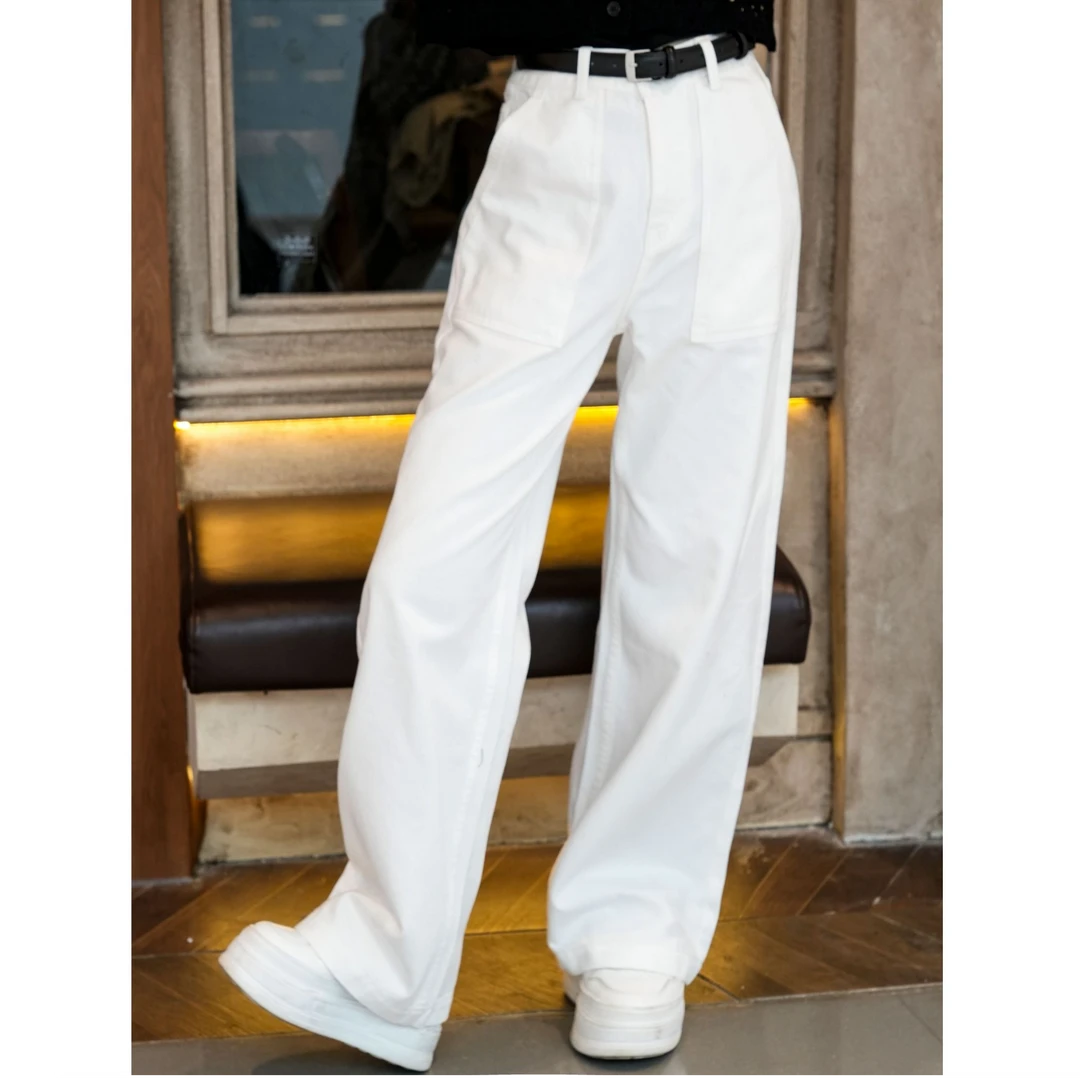 POPULARYW【云慵】Z·R上品屋 简约纯色百搭配腰带阔腿直筒裤