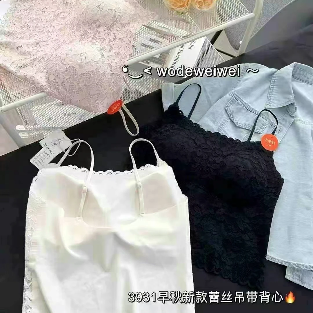 薄款美背吊带背心女带胸垫一体打底短款上衣防走光抹胸