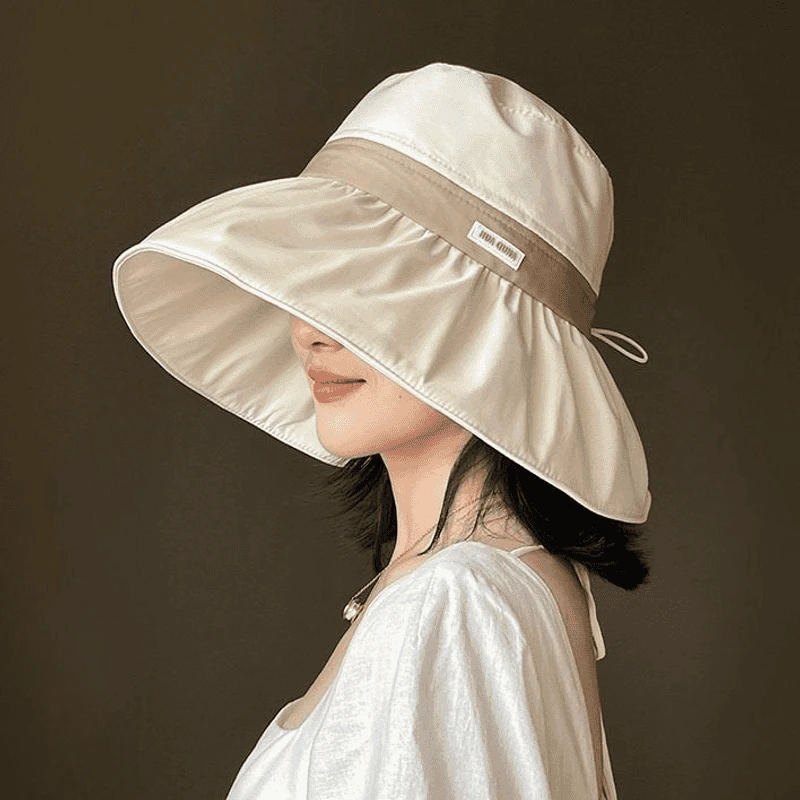 防晒渔夫帽新款显脸小夏季户外出游遮阳帽防紫外线韩版大檐太阳帽