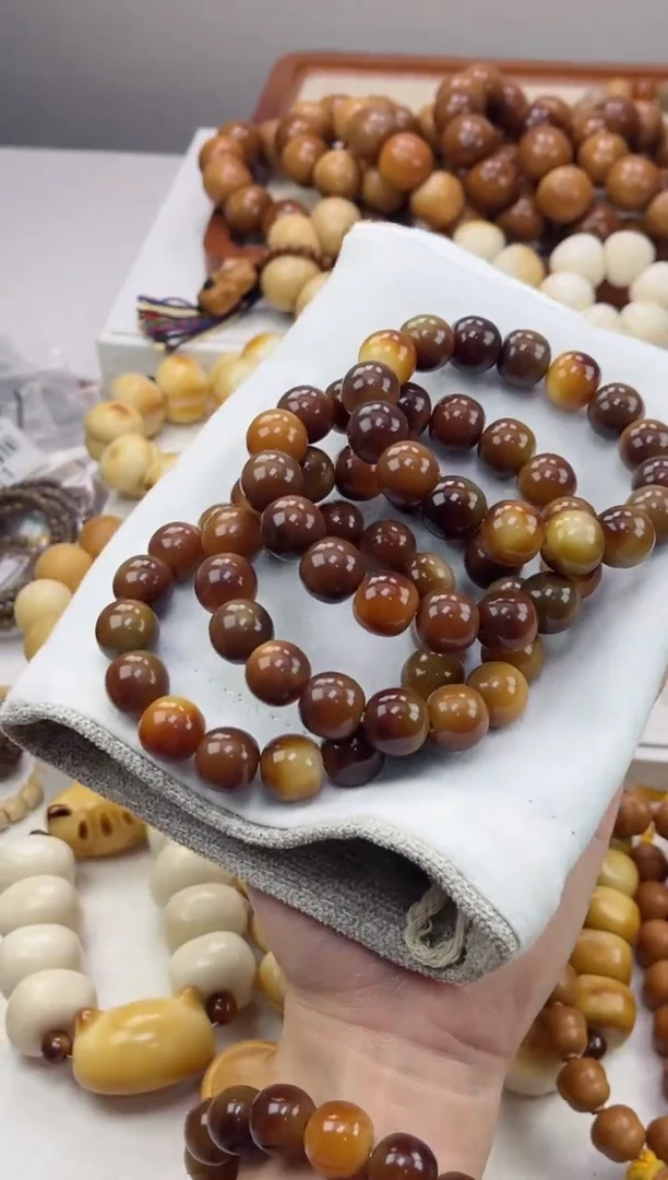 手串菩提根/象牙果g92玉化苹果虎珀糖14*14mm手串