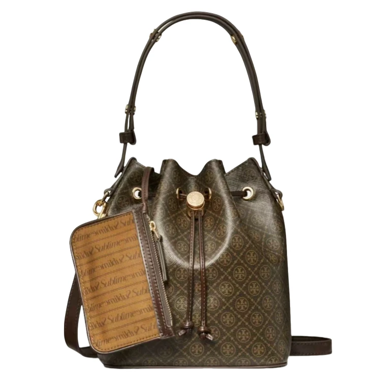 TORY BURCH/汤丽柏琦 中号斜挎水桶包黑卡色168805-200