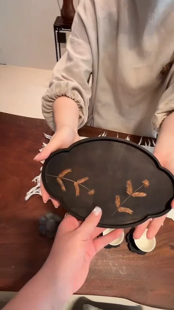 茶道摆件0000铁媒染茶盘8048
