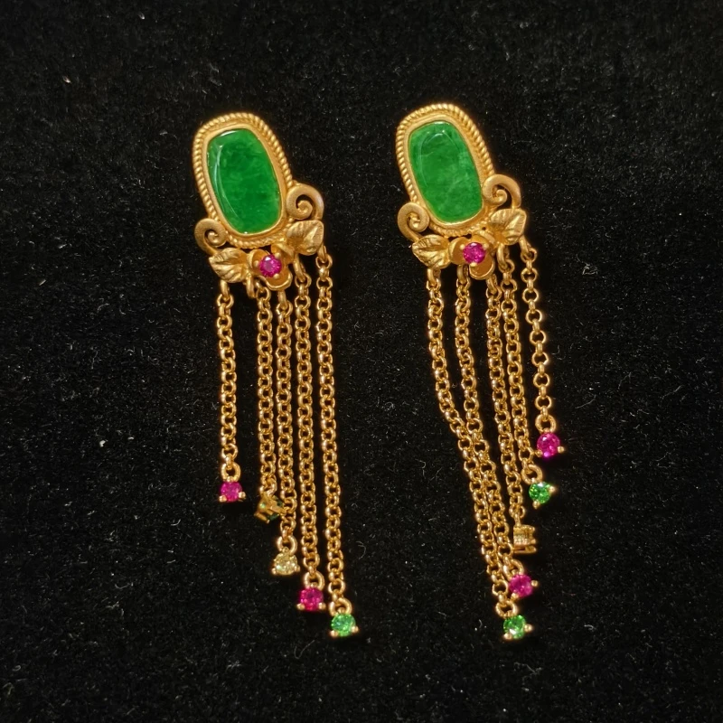 无事-s925银翡翠无事流苏耳钉