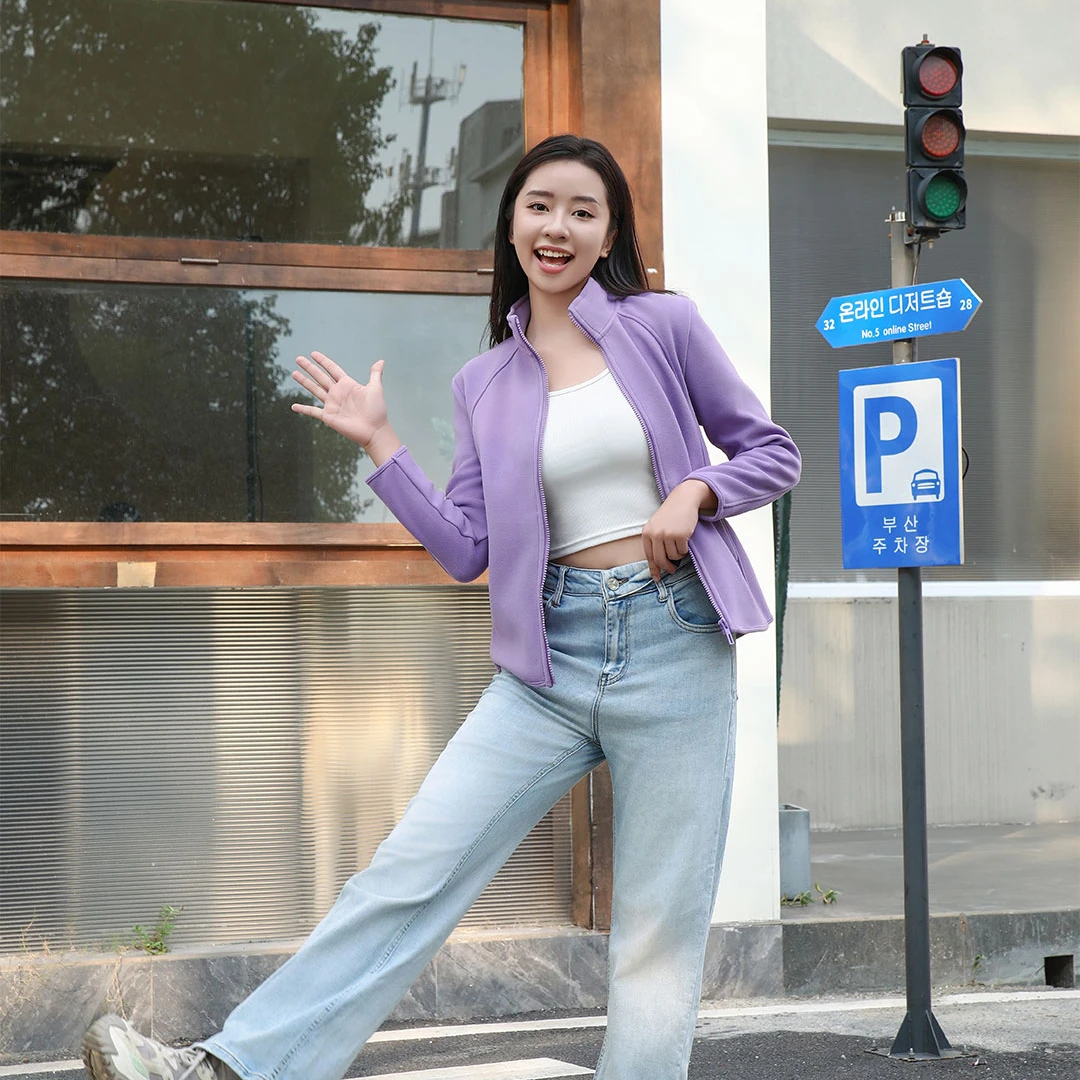 6808女士小蛮腰立领拉链款加厚显瘦修身防风软糯甲外套