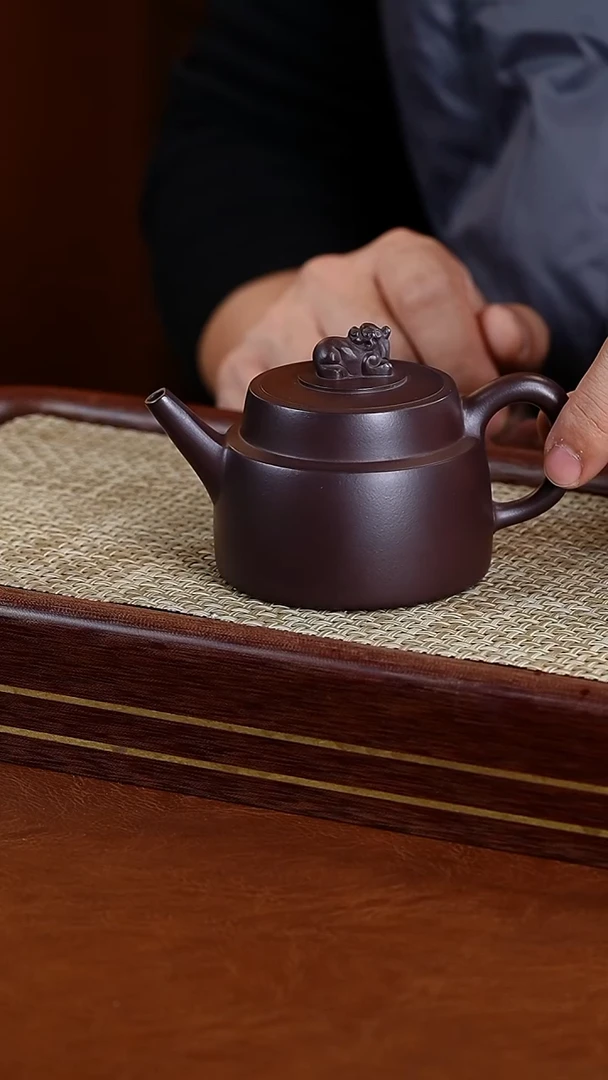 茶杯紫砂瑞兽壶紫泥160cc