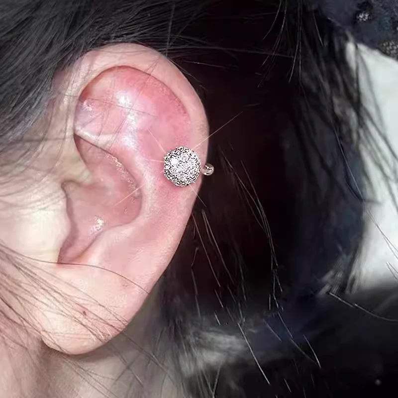黄铜合成锆石耳饰 超闪满钻耳骨环纯银针小巧耳圈精致耳环女迷你