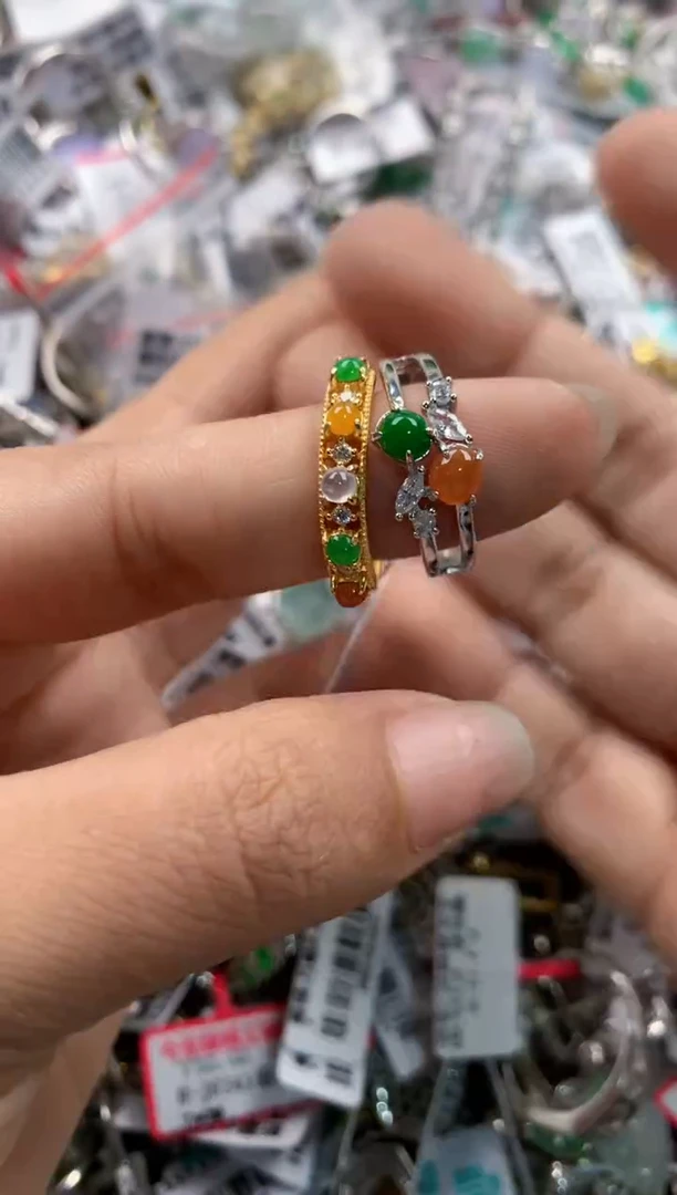 银S925镶嵌戒指翡翠222     6